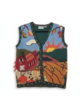 Scenic Farmhouse Knit Vest - Multicolor
